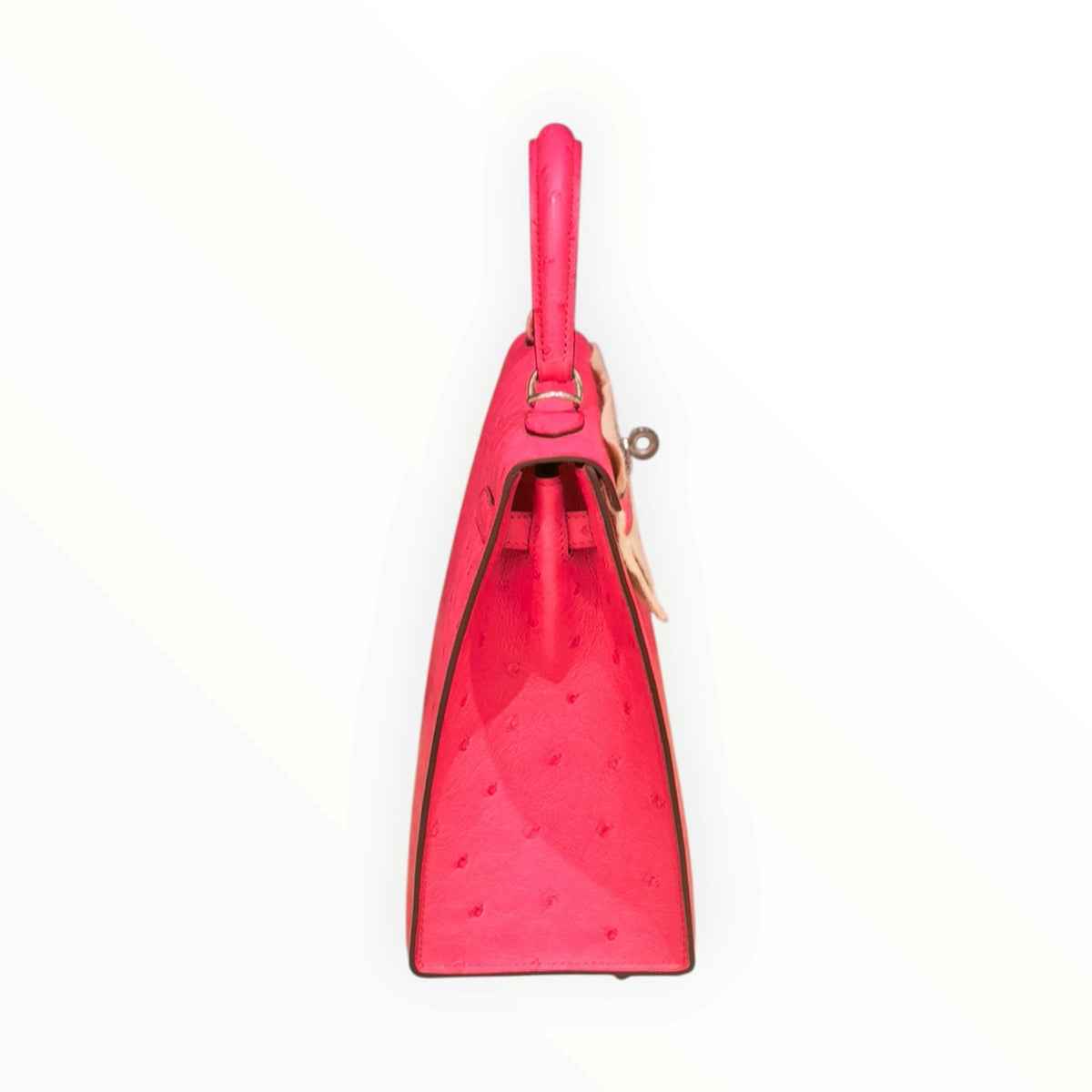 Hermès Kelly 25 Ostrich Leather, E5 Candy Pink, Silver Hardware, D Stamp