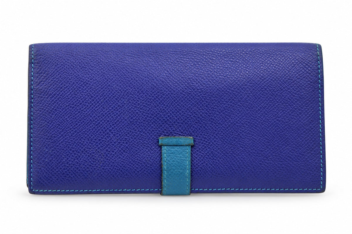 Hermès Epsom Bicolor Bearn Wallet Bleu Electrique Mykonos