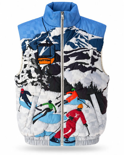 Louis Vuitton SS25 Ski Blue Mountain Print Cotton Vest