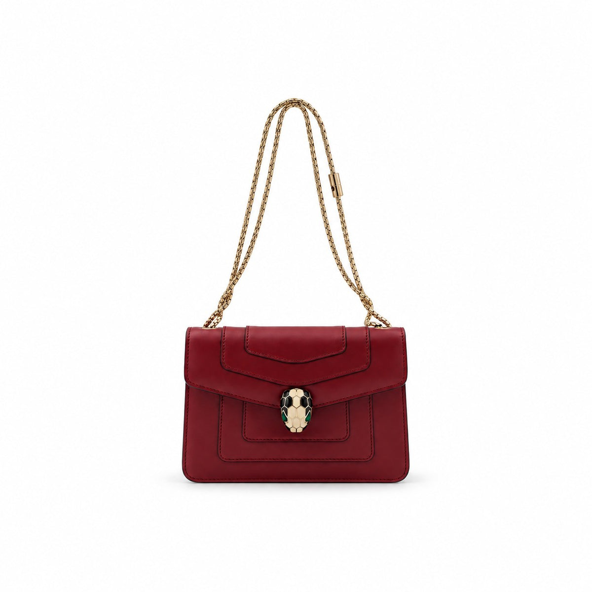 Bvlgari Leather Serpenti Forever Shoulder Bag Burgundy