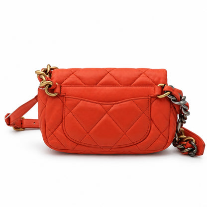 Chanel 19 Orange Quilted Chain Belt Bag