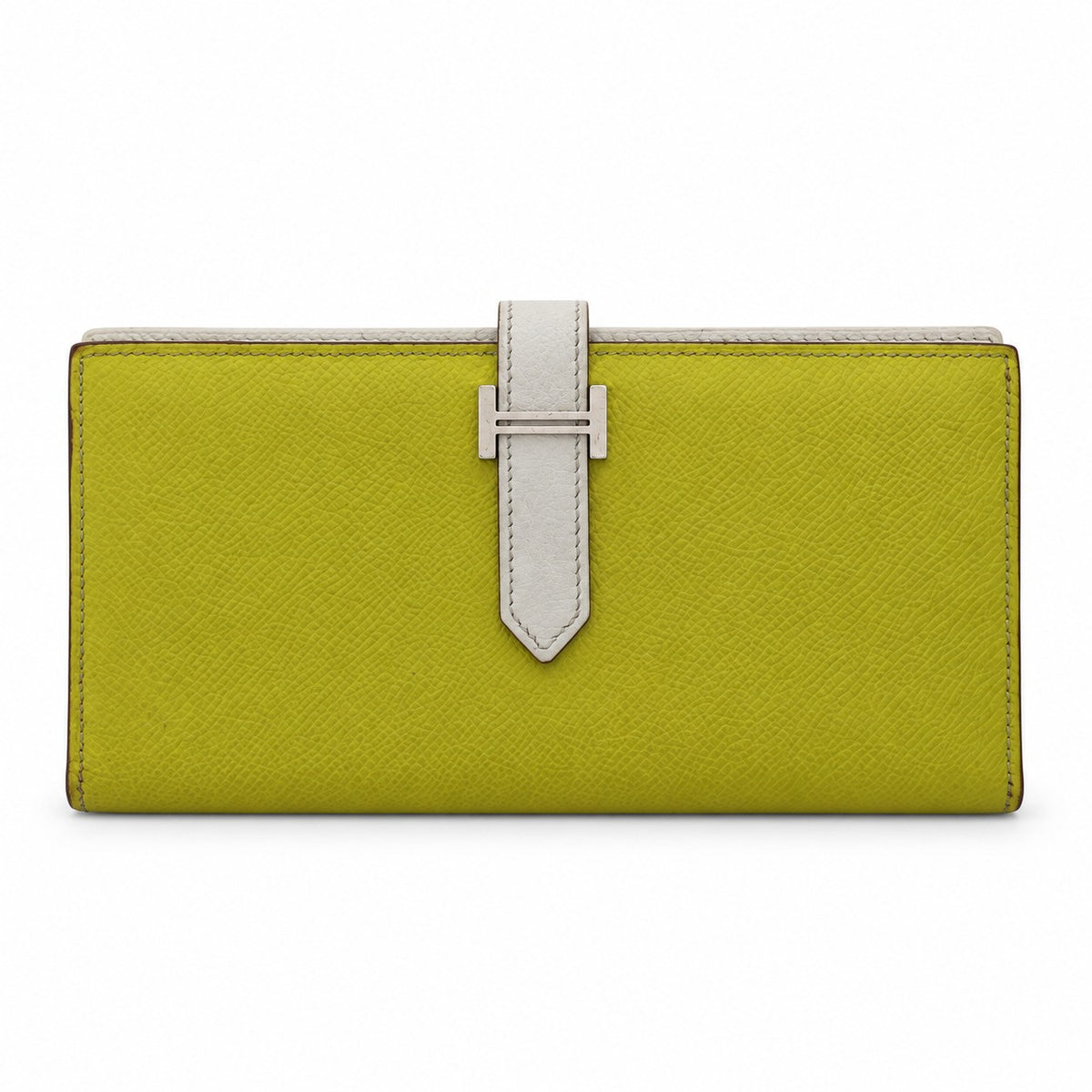 Hermès Leather Béarn Wallet Yellow White PHW