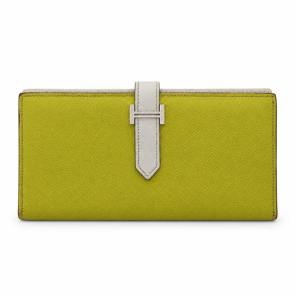 Hermès Leather Béarn Wallet Yellow White PHW