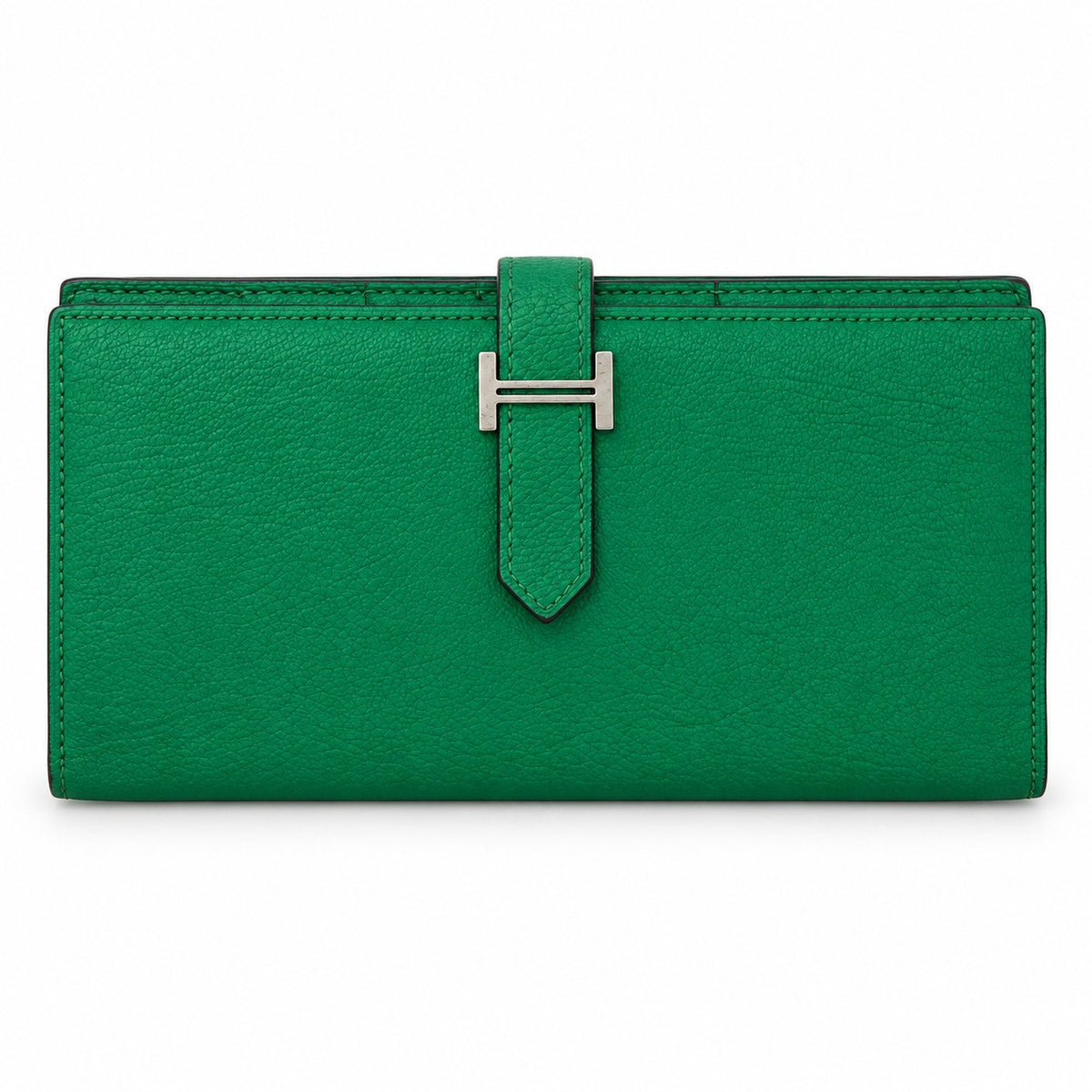 Hermès Leather Béarn Wallet Green SHW