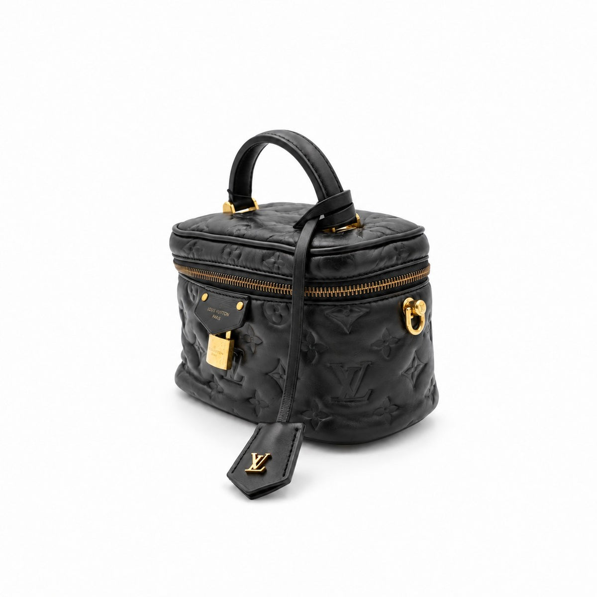 Louis Vuitton Monogram Embossed Leather Vanity NV PM Bag Black GHW