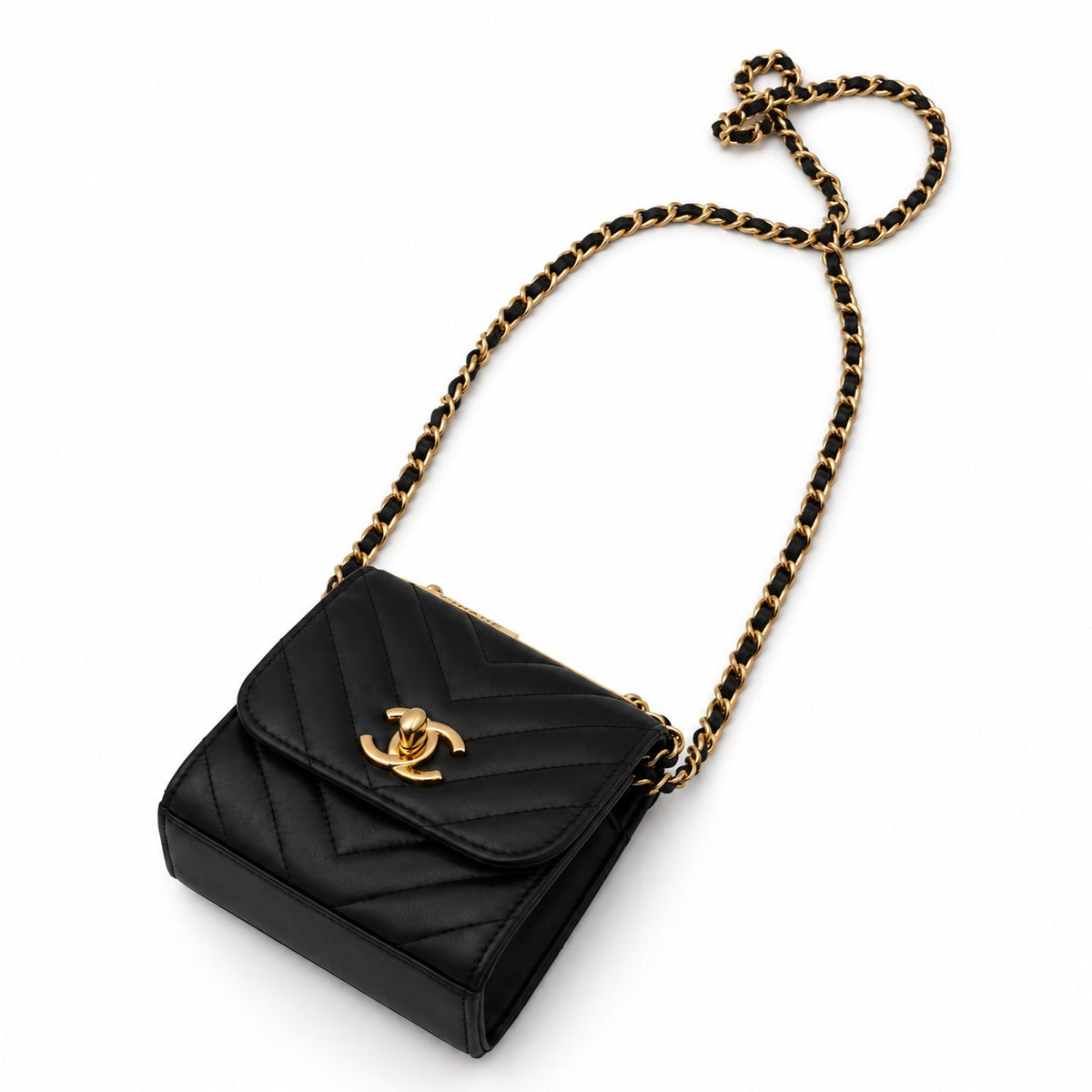 Chanel Trendy CC Clutch with Chain Chevron Lambskin Small
