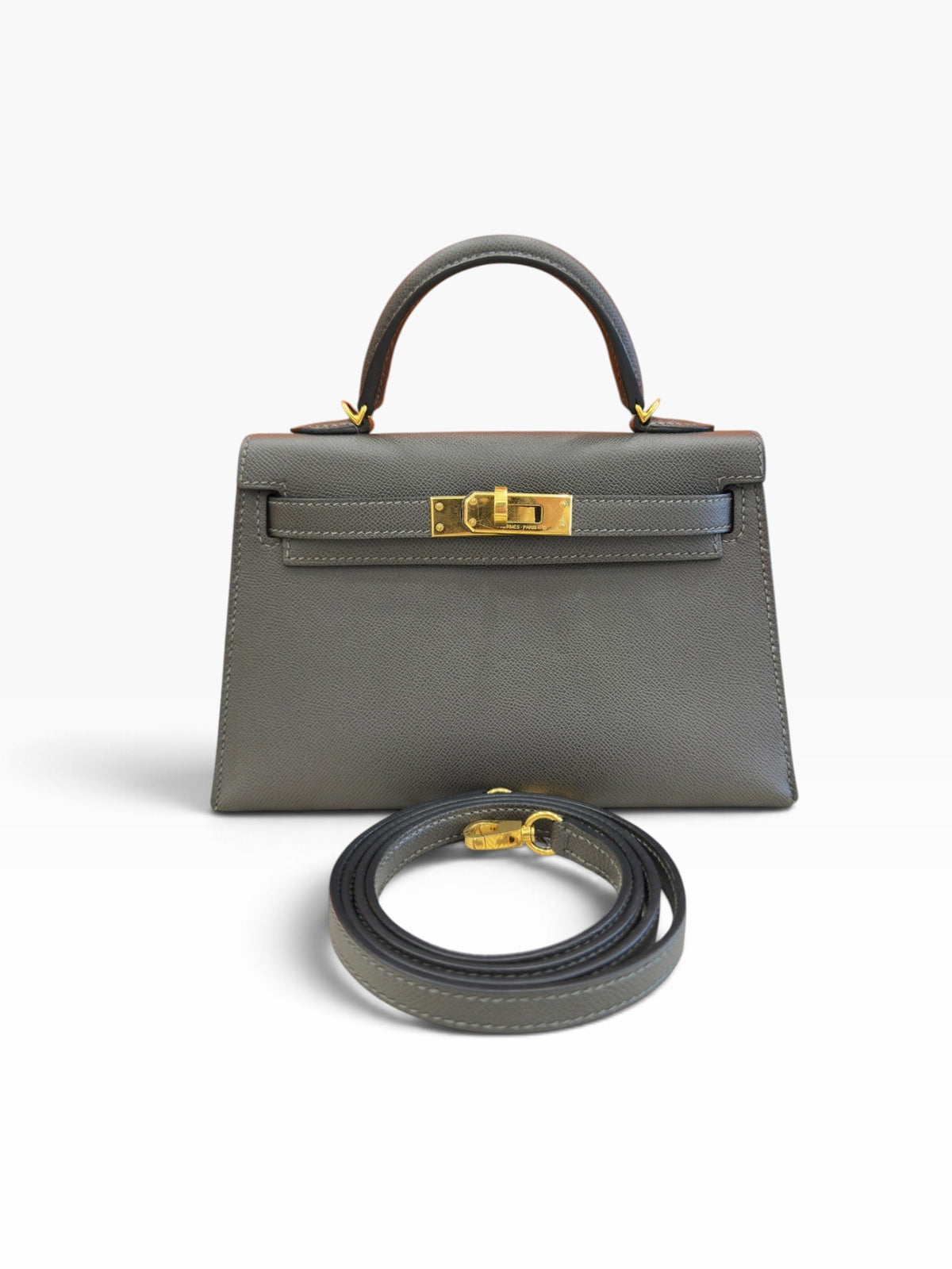 Hermès Mini Kelly in Graphite Madame Leather GHW