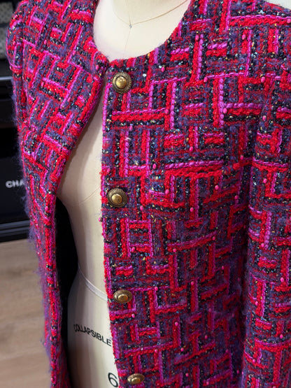 Saint Laurent Red Embellished Tweed Jacket
