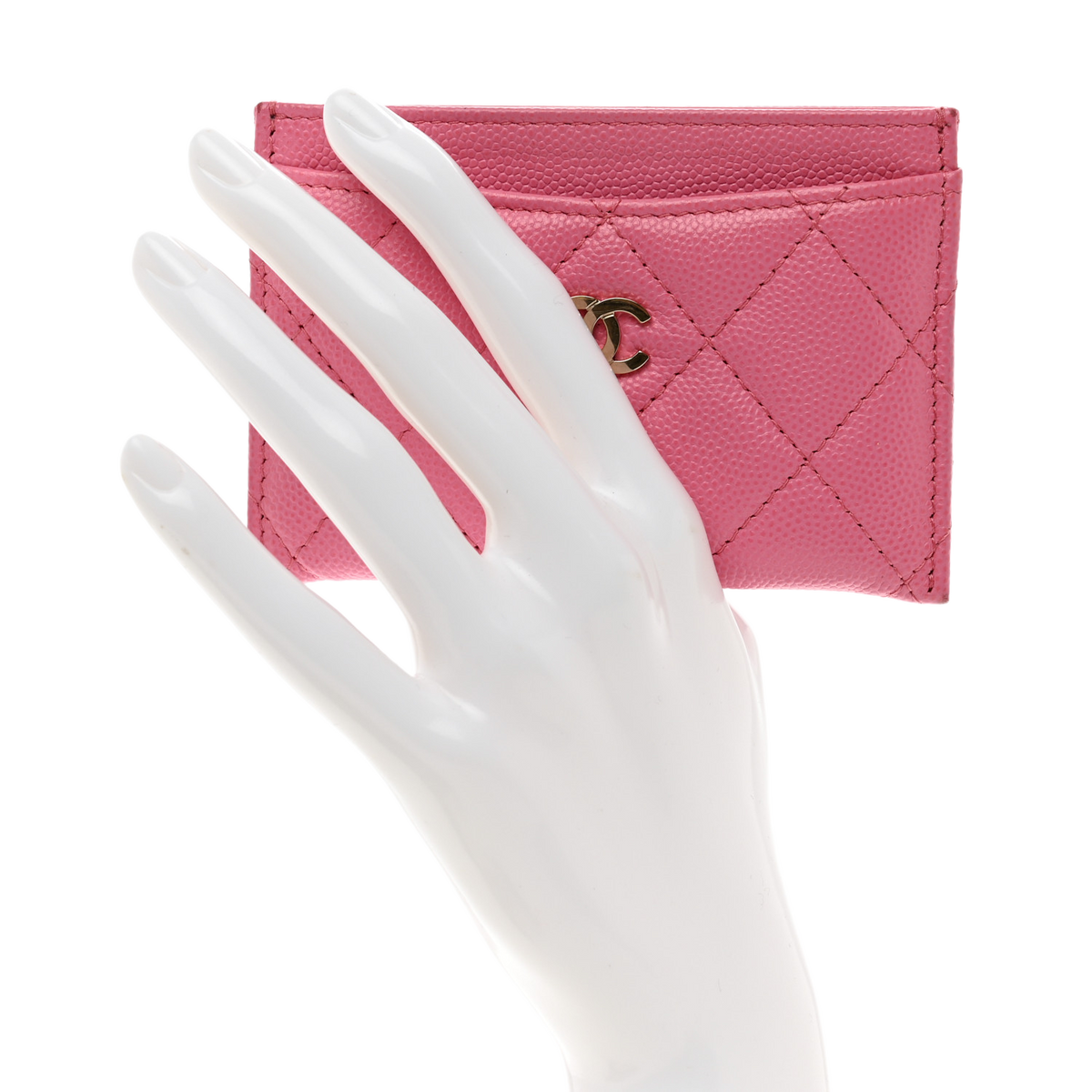 Chanel Caviar Quilted Card Holder Pink
