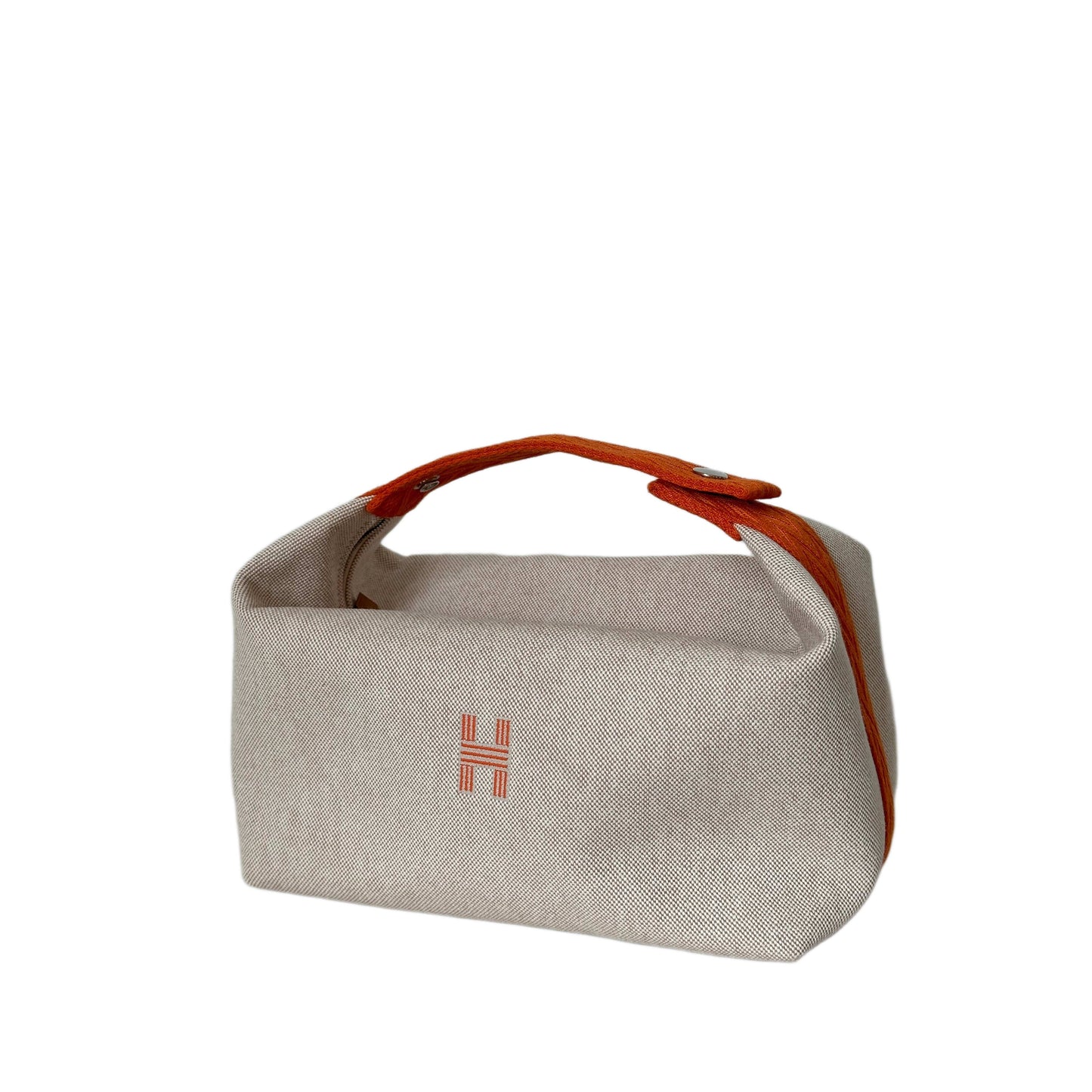HERMES Canvas Large Bride-A-Brac Pouch Natural Orange