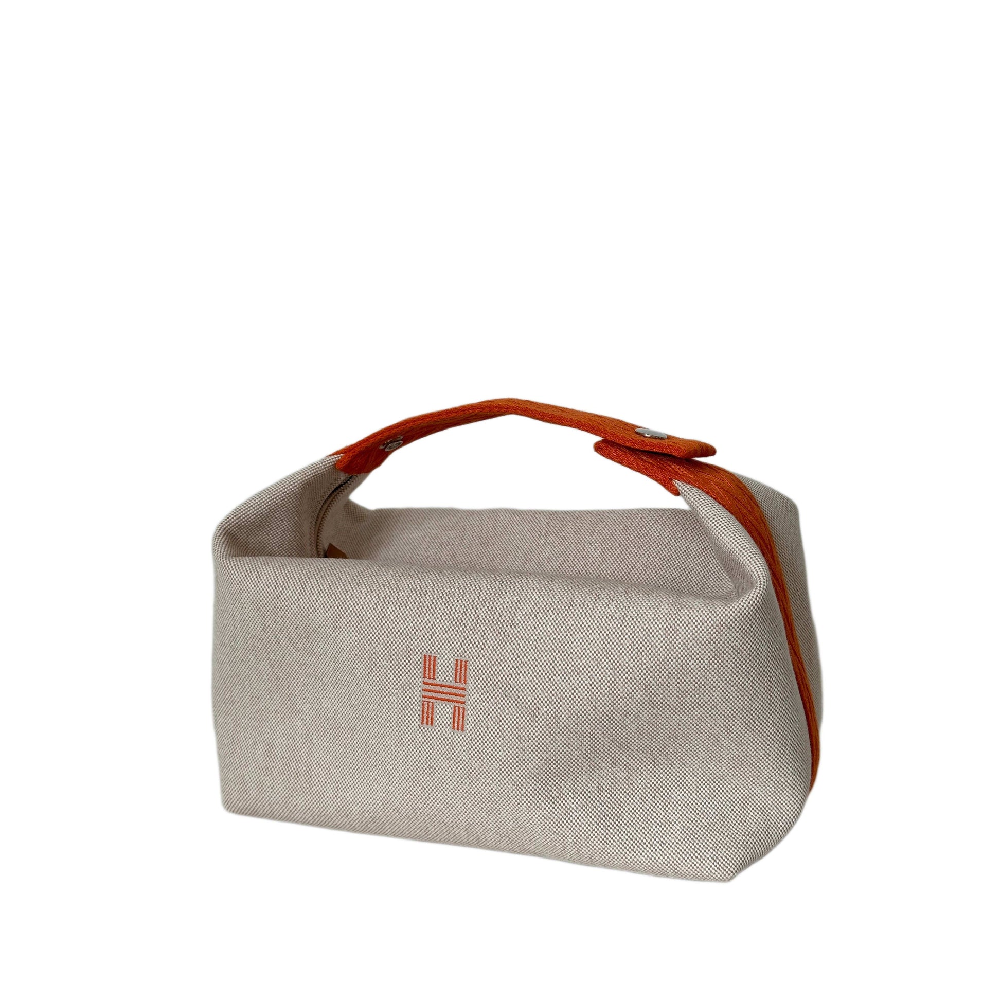 HERMES Canvas Large Bride-A-Brac Pouch Natural Orange