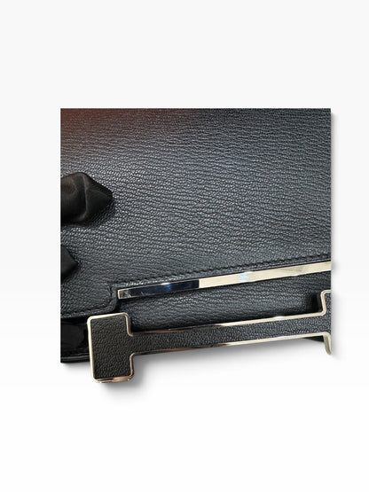 Hermès Geta in Noir Chèvre Leather PHW