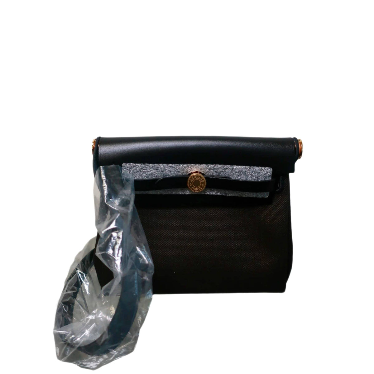 Hermès Herbag Zip 20 Mini Black Toile Militaire Canvas and Black Vache Hunter Palladium Hardware