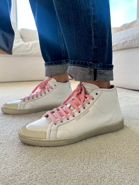 SAINT LAURENT SNEAKER WITH PINK LACES