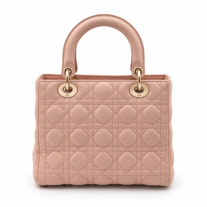 Dior Cannage Lambskin Medium Lady Dior Bag Pink GHW