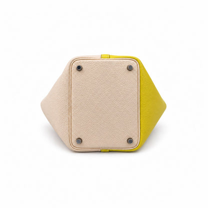 Hermès Leather Picotin Lock 18 Bag Yellow White SHW