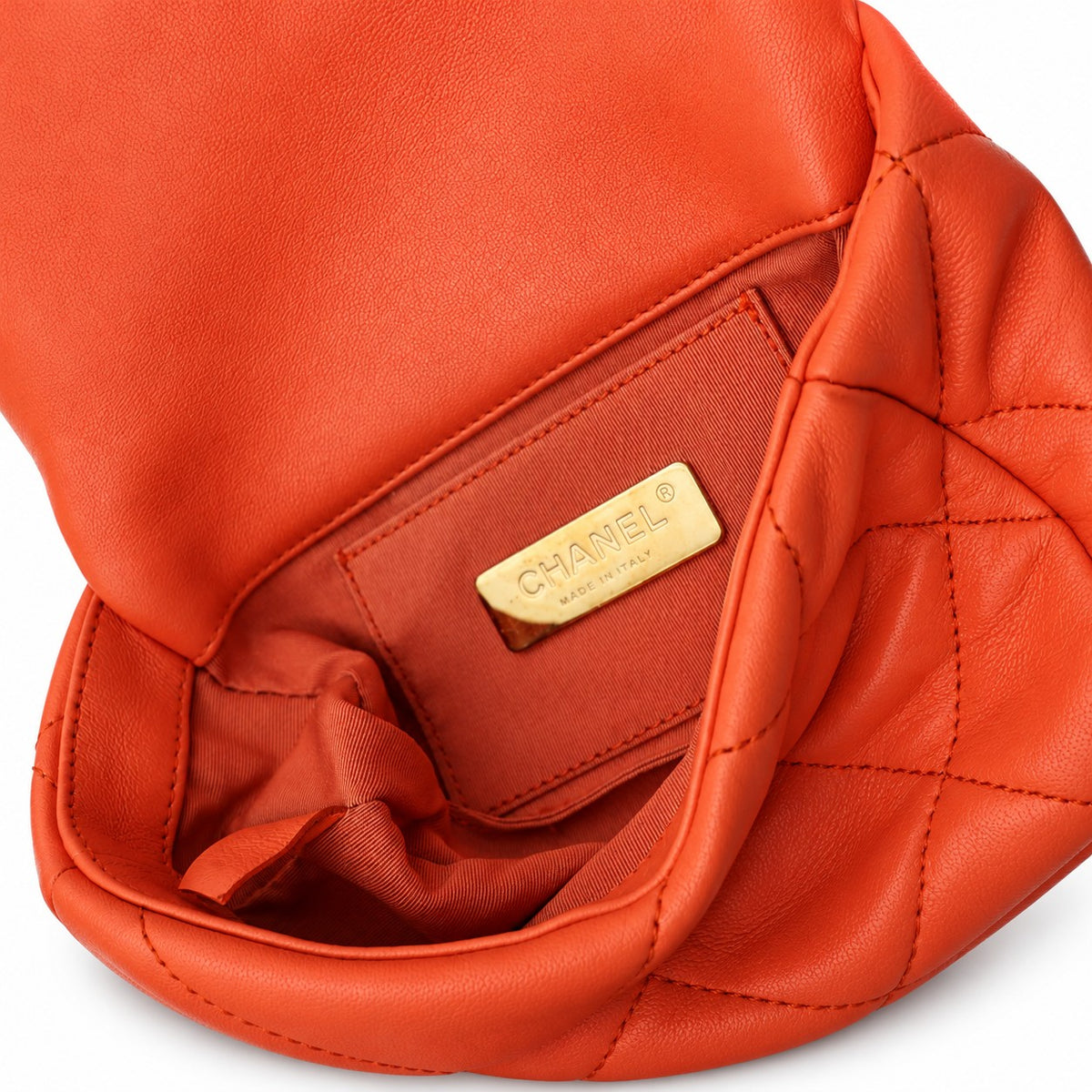 Chanel 19 Orange Quilted Chain Belt Bag