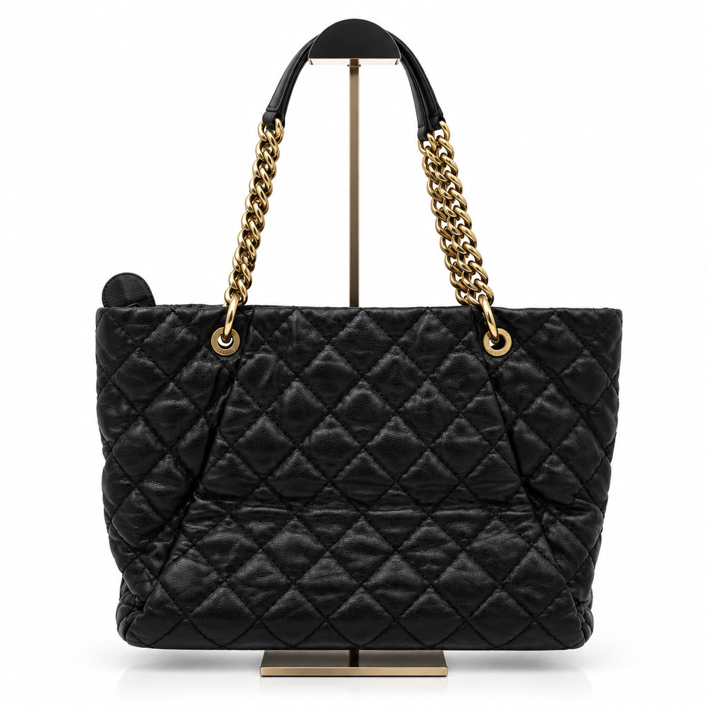 Chanel Quilted Caviar Leather Chain Shoulder Bag Black GHW