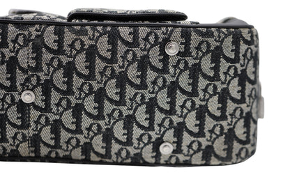 Dior Diorissimo Canvas Frame Satchel Navy Beige SHW