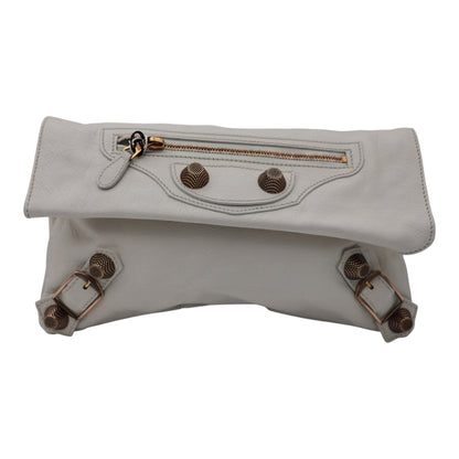 Balenciaga  Cream Leather Clutch / Envelope Bag