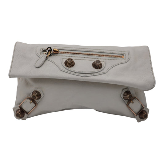 Balenciaga  Cream Leather Clutch / Envelope Bag