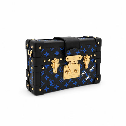 Louis Vuitton Monogram Canvas Petite Malle Bag Black Blue GHW