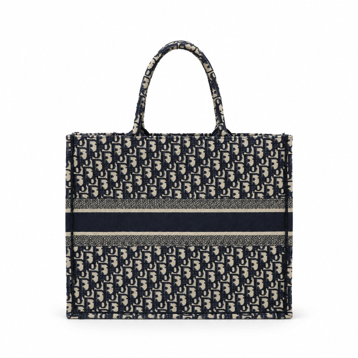 Dior Oblique Canvas Large Book Tote Bag Navy Beige