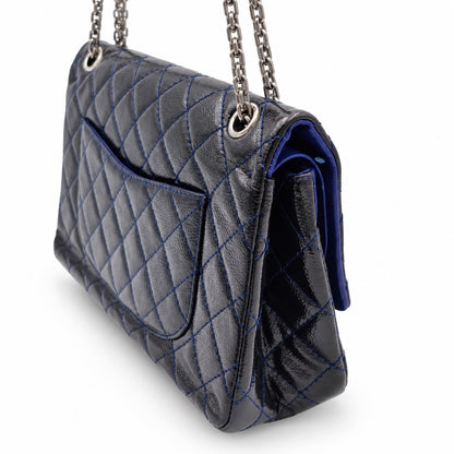Chanel Aged Calfskin Large 2.55 Reissue 226 Flap Bag Navy Ruthenium
