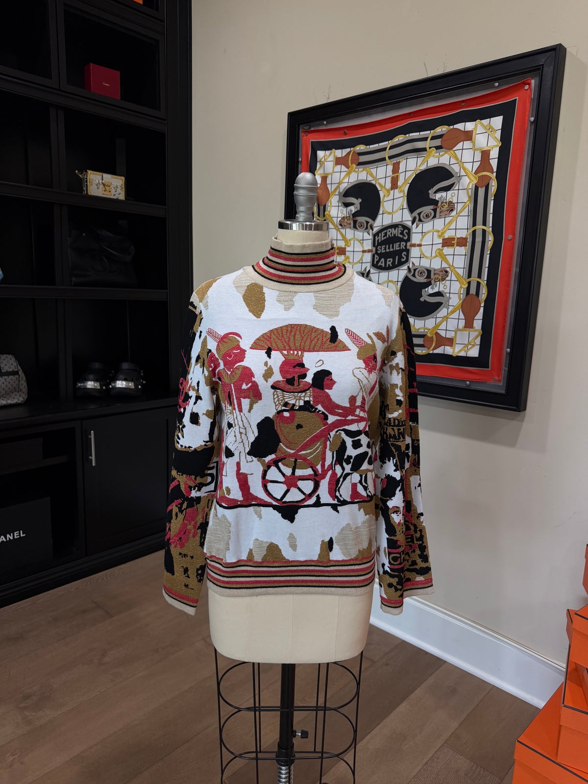 Chanel Egypt Collection Multicolor Portrait Knit Top