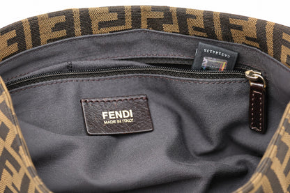 Fendi Tobacco Zucca Canvas and Patent Leather Mia Flap Shoulder Bag
