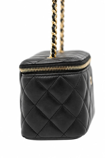 Chanel Quilted Leather Vanity Case Black