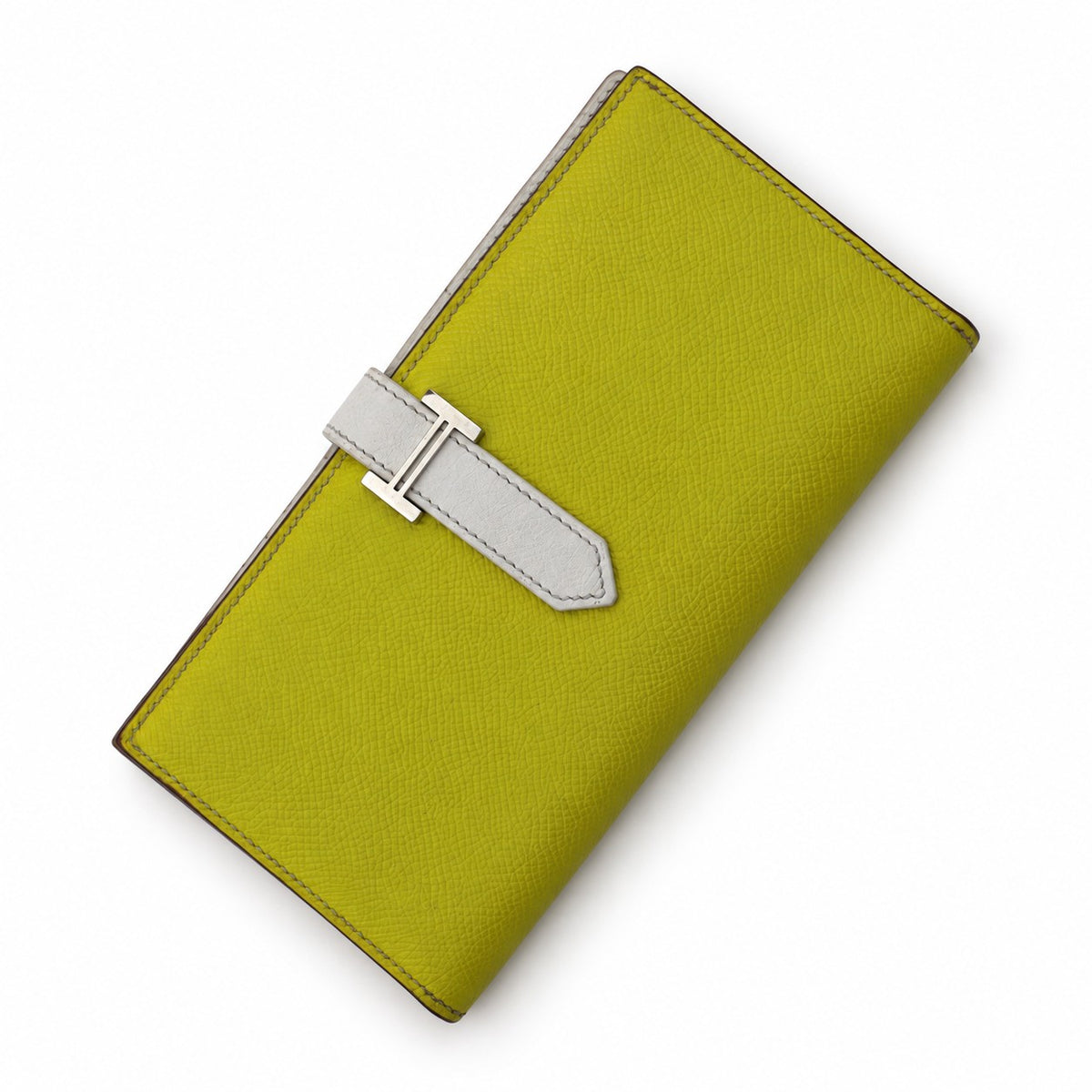 Hermès Leather Béarn Wallet Yellow White PHW