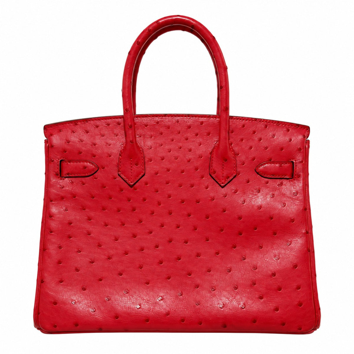 Hermès Birkin 30 Ostrich Leather, Rouge Vif, Gold Hardware, A Stamp