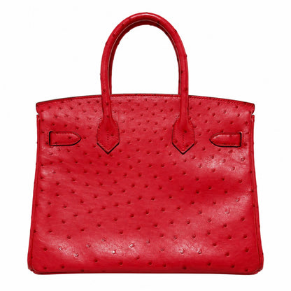 Hermès Birkin 30 Ostrich Leather, Rouge Vif, Gold Hardware, A Stamp