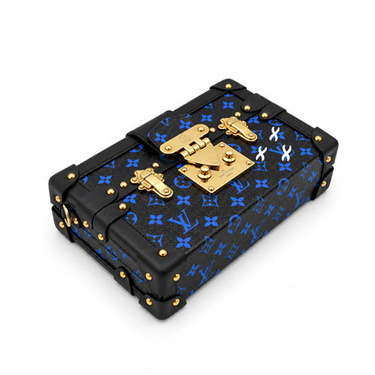 Louis Vuitton Monogram Canvas Petite Malle Bag Black Blue GHW