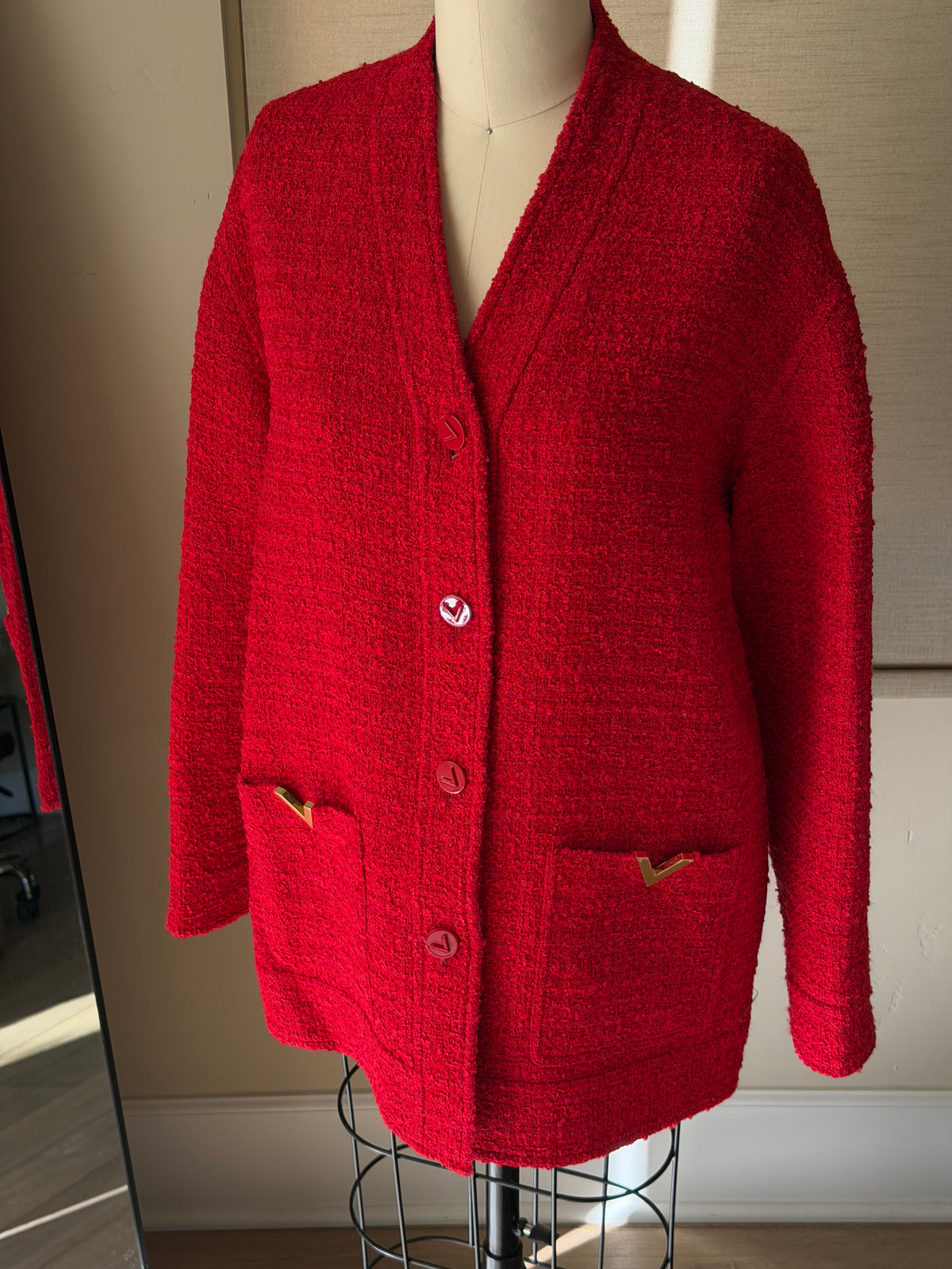 Valentino SS24 Chinese New Year Rosso Tweed Jacket, Skirt & Shorts Set