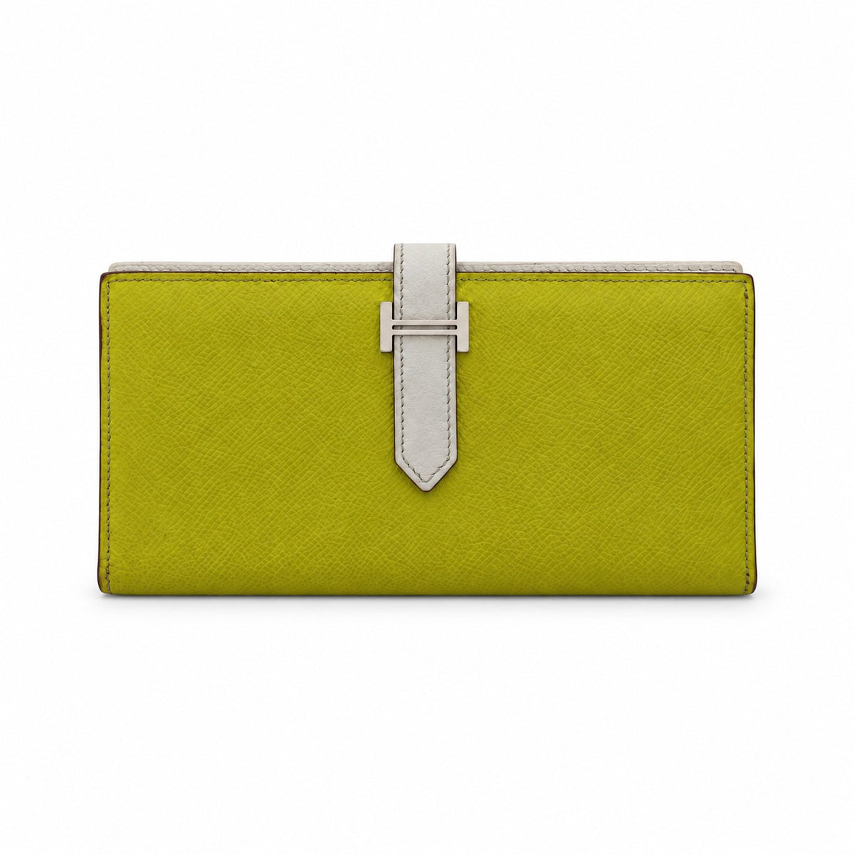 Hermès Leather Béarn Wallet Yellow White PHW