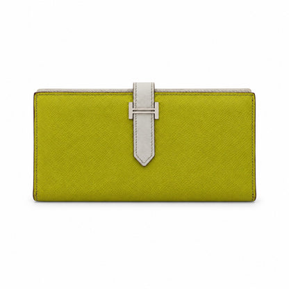 Hermès Leather Béarn Wallet Yellow White PHW