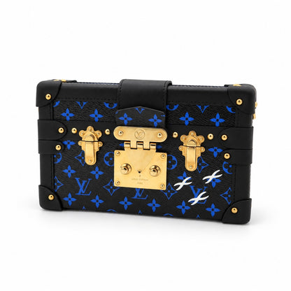 Louis Vuitton Monogram Canvas Petite Malle Bag Black Blue GHW