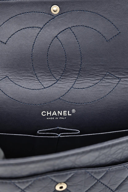 Chanel Quilted Leather Reissue 227 Double Flap Navy SHW