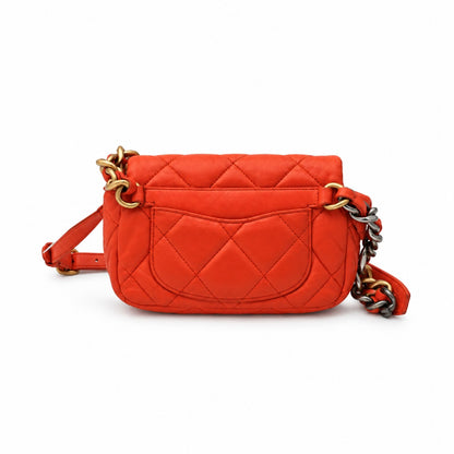 Chanel 19 Orange Quilted Chain Belt Bag