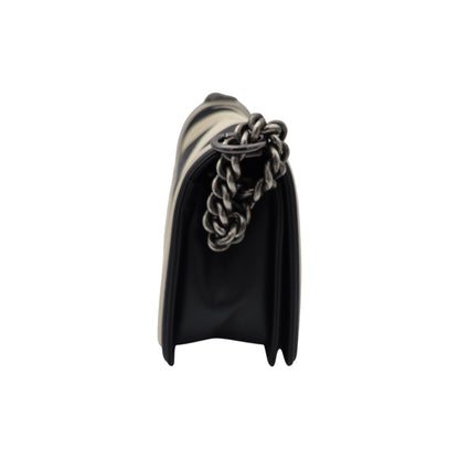 Chanel Black and Ivory Chevron Boy Flap Bag