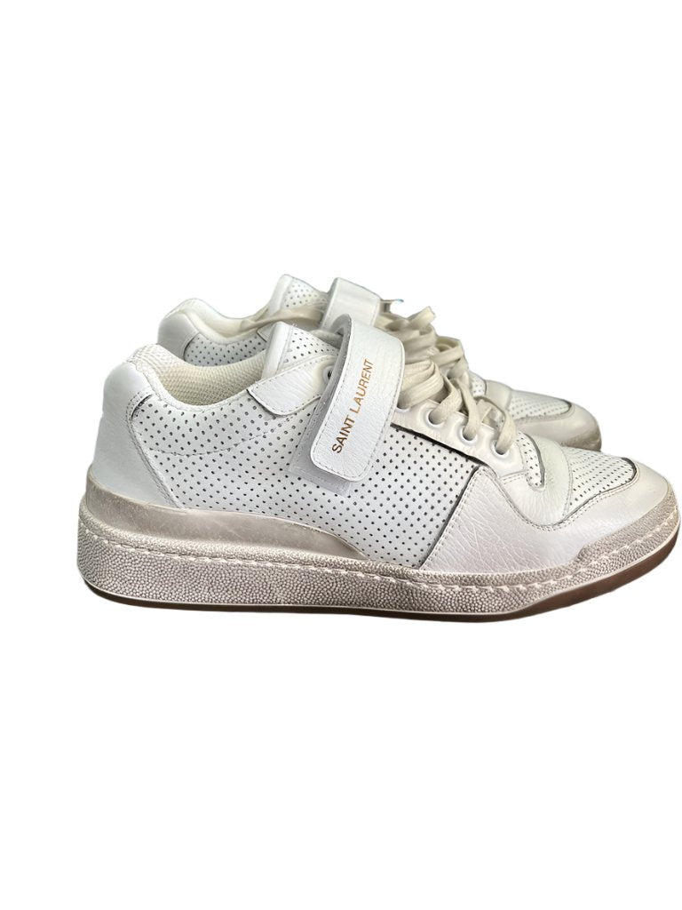 Saint Laurent Women's White Sl24 Leather Sneakers