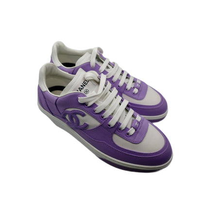 Chanel Cotton Sneakers 39 Purple White