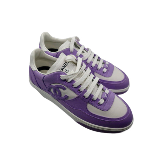Chanel Cotton Sneakers 39 Purple White