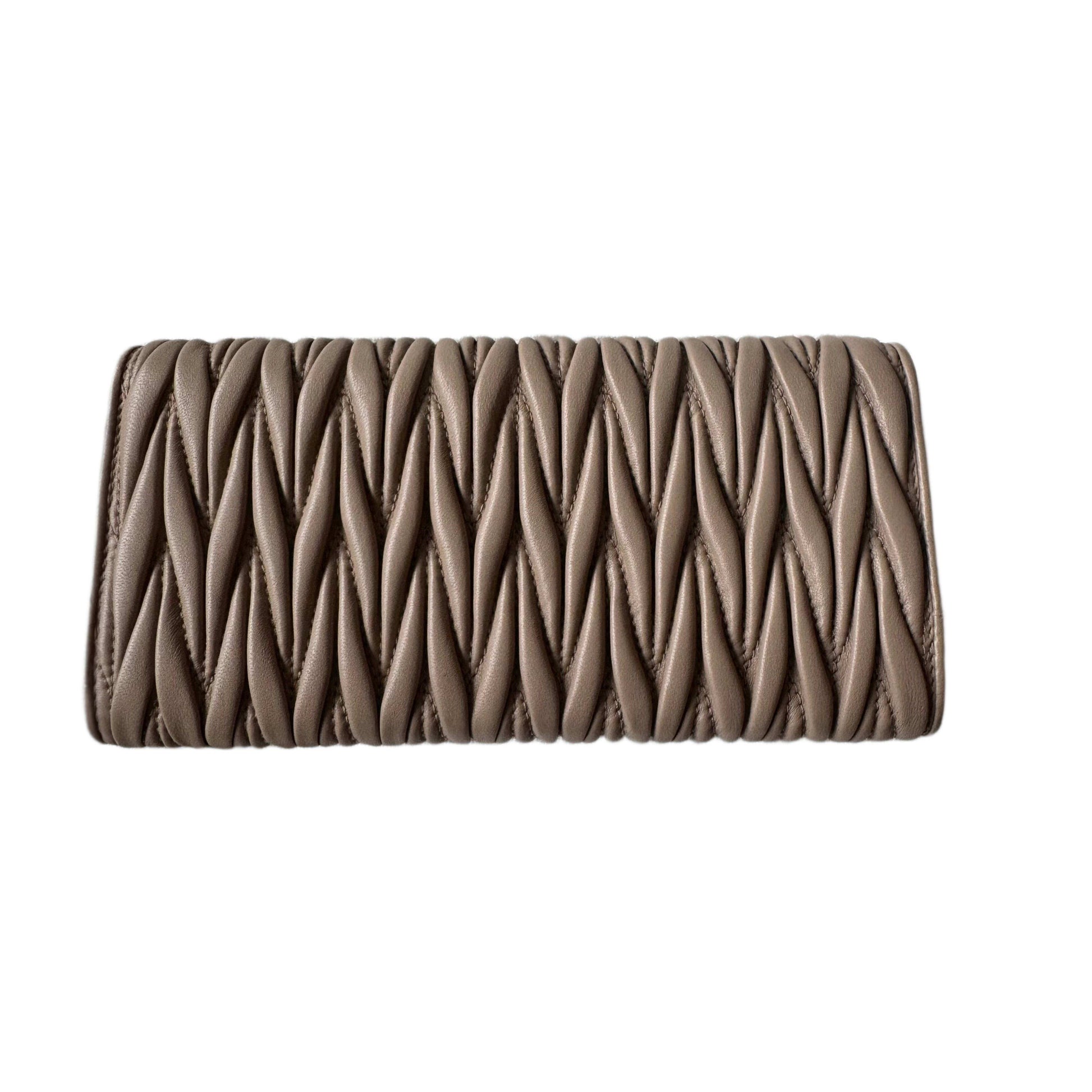 MIU MIU Pink Nude Leather Quilted Wallet
