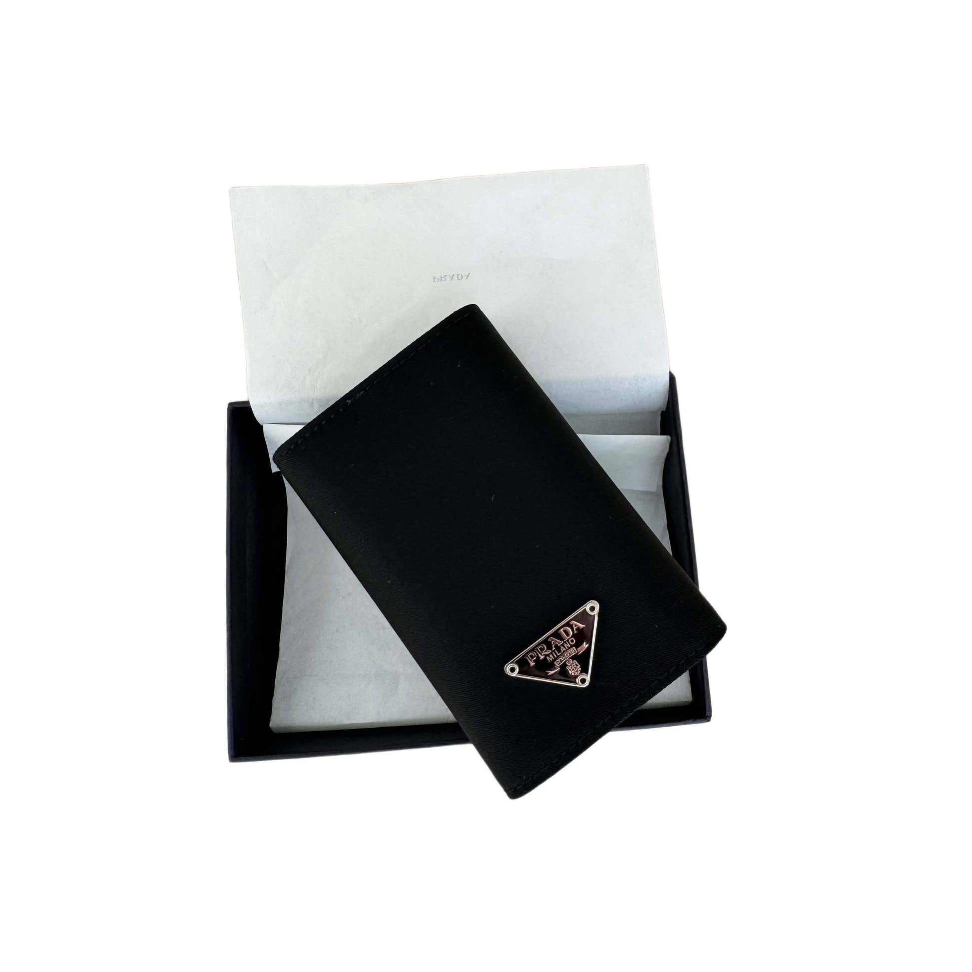 PRADA Logo Plate Nylon 6 Ring Key Case