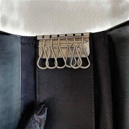 PRADA Logo Plate Nylon 6 Ring Key Case