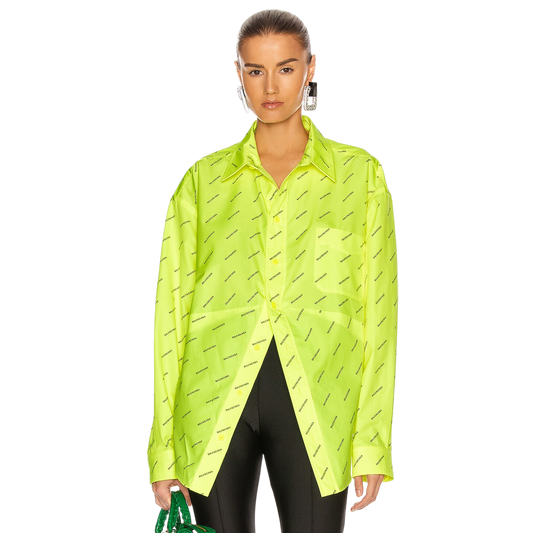 Balenciaga All-Over Logo Neon Long Sleeve Shirt