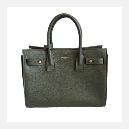 SAINT LAURENT Grained Calfskin Nano Supple Sac De Jour Green